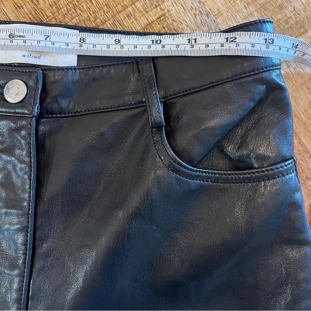 Aritzia Wilfred The Melina Pant Black Vegan Leather High Rise Straight Leg sz 4 - Picture 6 of 12